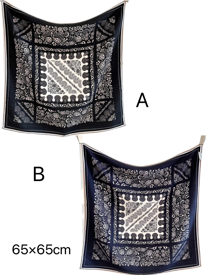 

Double Faced Soft Warm Scarf Silk Wool Scarves Shawls Head Hair Accessories Hems Rolled Bandanas Luxury AB Scarves Mother Gift