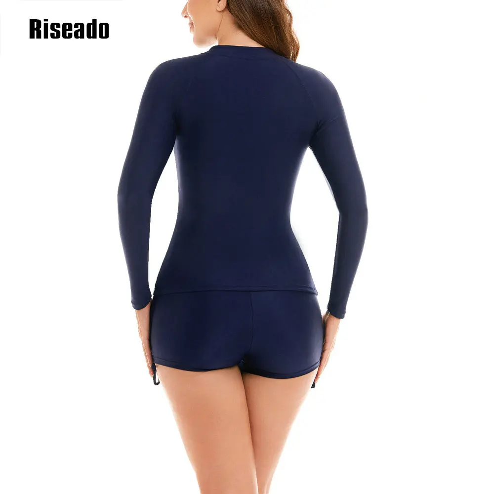 Riseado 2025 Nuevo traje de baño tankini de dos piezas de natación atlética de manga larga para mujer