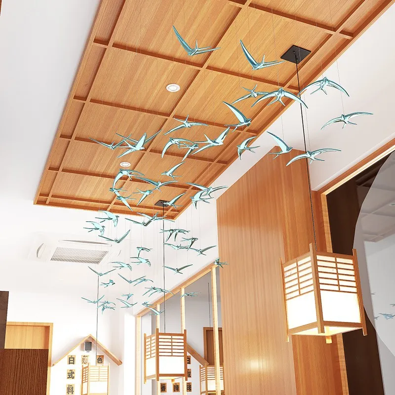 Nordic style aerial ornaments,3D resin swallow hanging pendants,creative ceiling hanging ornament,hotel club mall ceiling decor