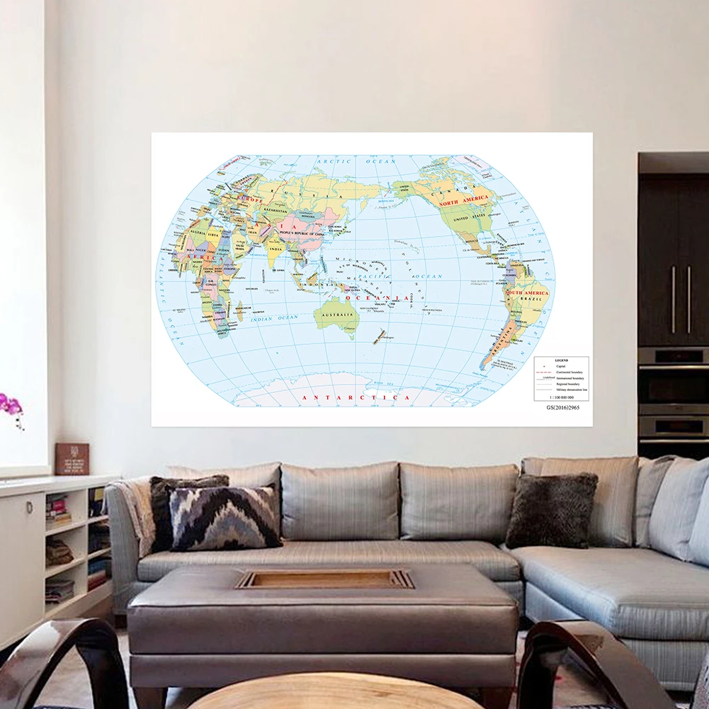 The World Map Decorative Hanging Picture Art Poster Wall Unframed Prints Non-woven Vinly Painting Living Room Home 150*100cm