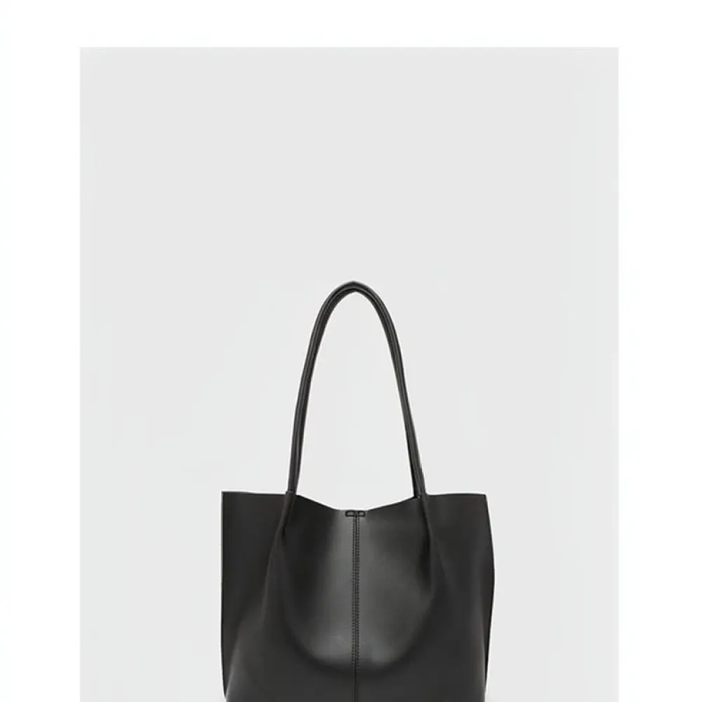 Trendy Large Tote Bag Women Retro Commuter Shoulder Handbag Soft PU Leather Solid Color Minimalist Daily Office Satchel