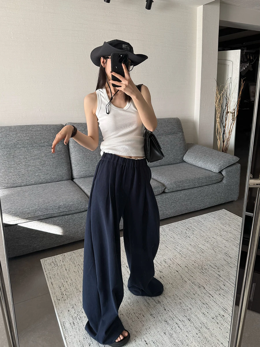 

Женские повседневные брюки VANZOVIVILLY с высокой талией и широкими штанинами в американском ретро-стиле, длина в пол, весна 2025, новинка