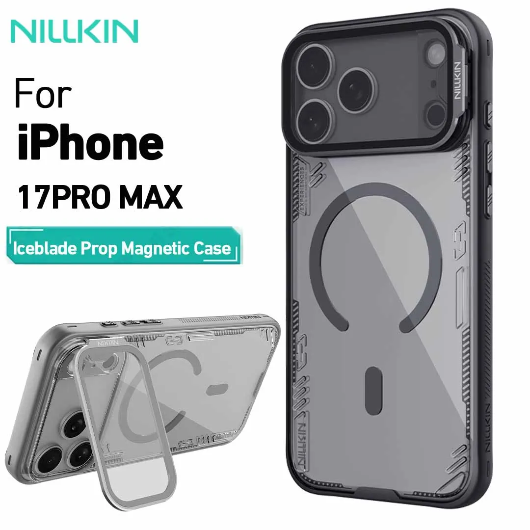 

Магнитный чехол Nillkin Iceblade Prop для iPhone 17 Pro Max | Подставка для объектива CamProp, биоразлагаемый материал, ударопрочный защитный чехол
