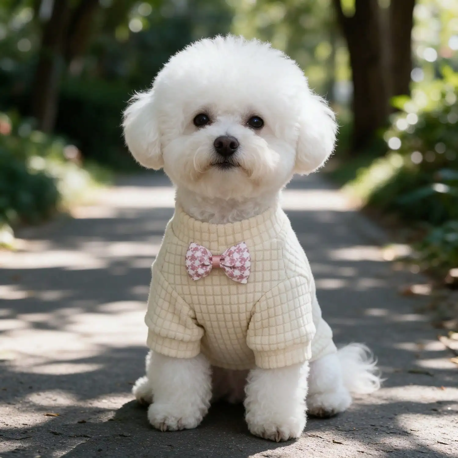 1 Stück rosa Schleifen-Waffelstrick-Hundeshirt, weiches, kurzärmeliges Haustier-Outfit für kleine Hunde – Detail 7