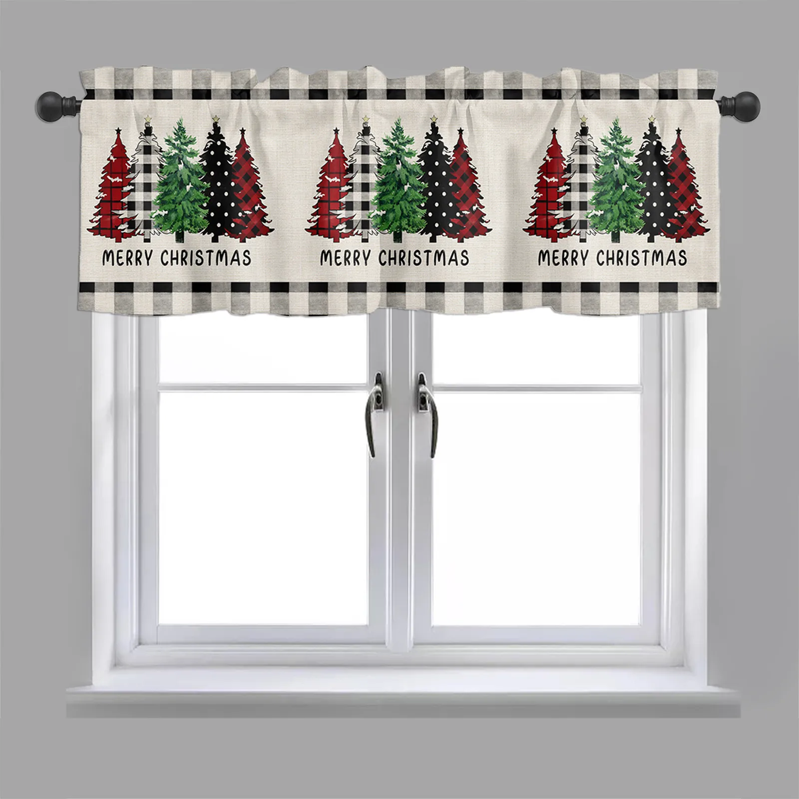 Kitchen Bedroom Bathroom Curtain European Partition Half Curtain Christmas Sleeve Curtain Half Shade Short  Pleated Curtain