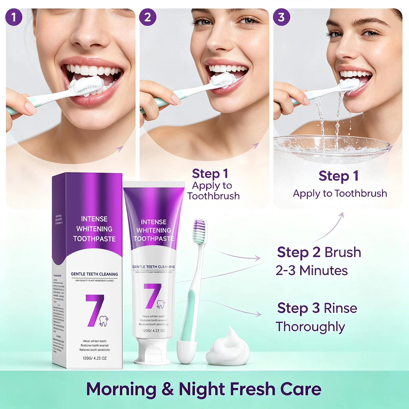 Whitening Mint Fresh Toothpaste Remove Tea Coffee Smoke Stain & Food Residues Soothe Tooth Freshing Breath Cleaning Dental Paste