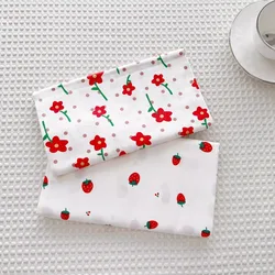 Strawberry Small Flower Cotton Twill Printed Cloth Bedding Handmade Tablecloth Decoration DIY Fabric