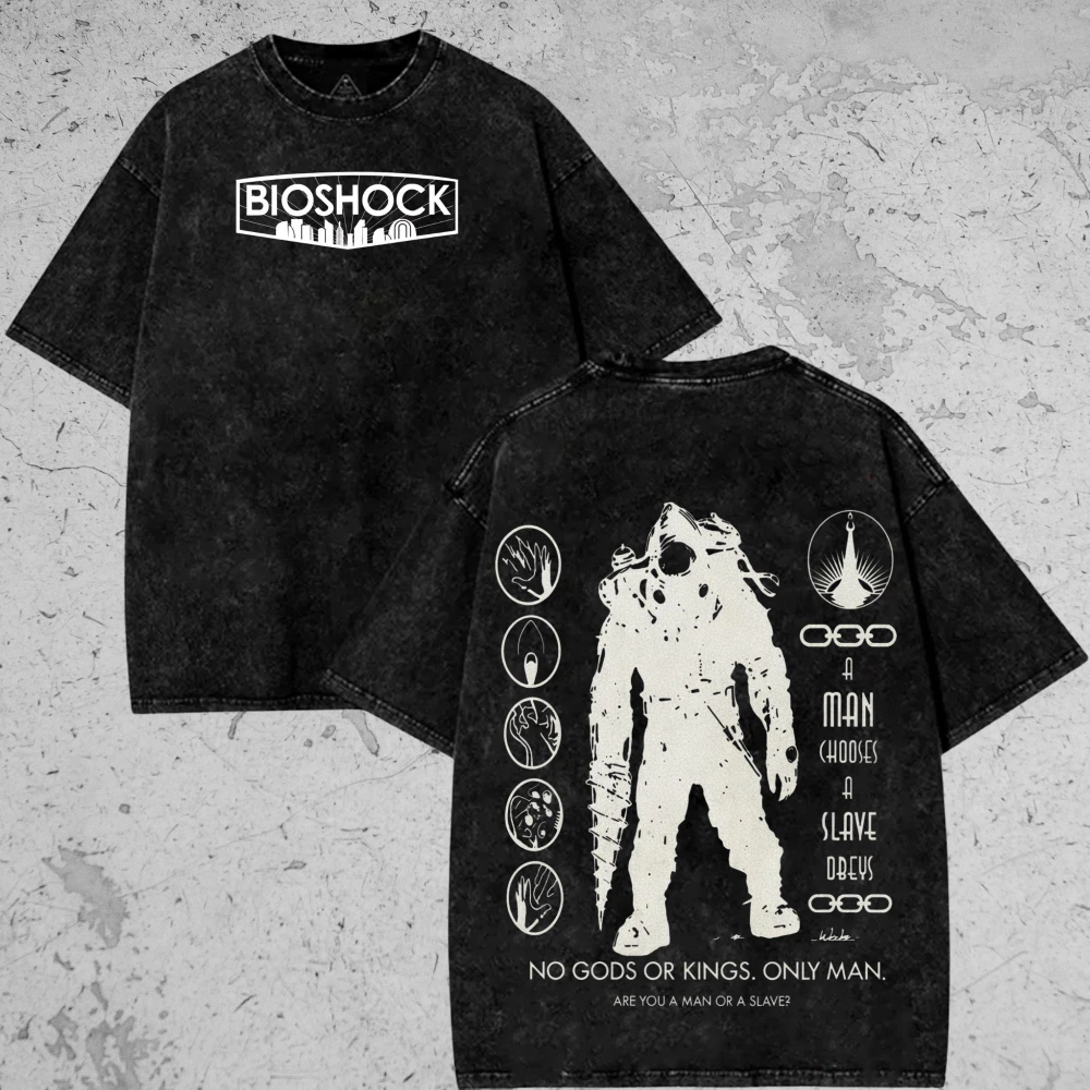 

Футболка унисекс BioShock, которую можно стирать, с надписью: «Можешь ли ты помочь Биг Дэдди» Моющаяся футболка, футболка с принтом, оверсайз футболка