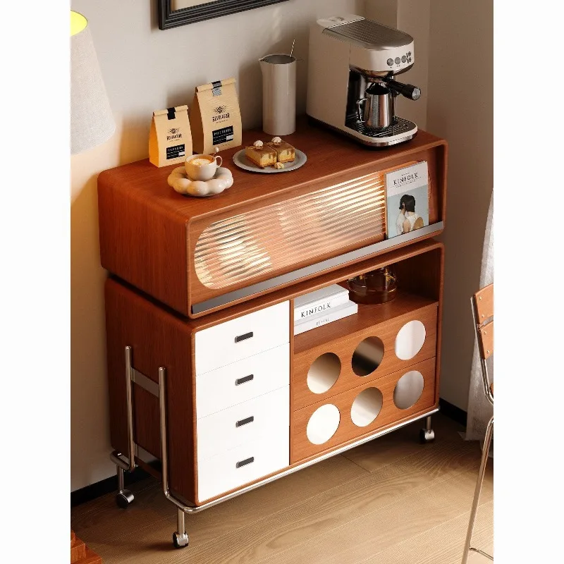 Vintage-style sideboard, solid wood multifunctional bar counter, entryway counter, storage sideboard