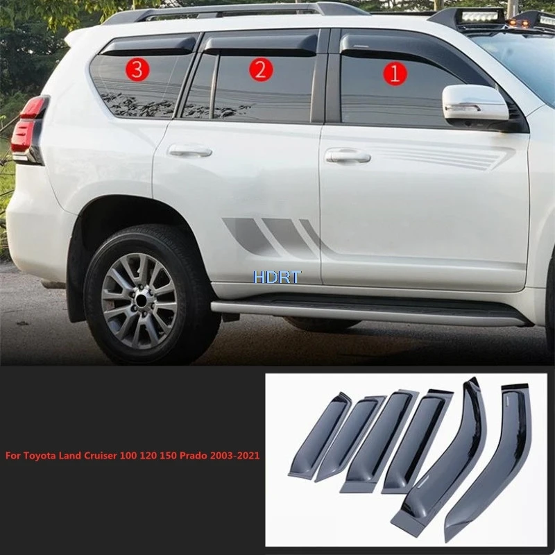 Car Window Visor Rain Sun Deflector Shelter Weather Shield For Toyota Land Cruiser 100 120 150 LC100 FJ120 FJ150 Prado 2003-2021