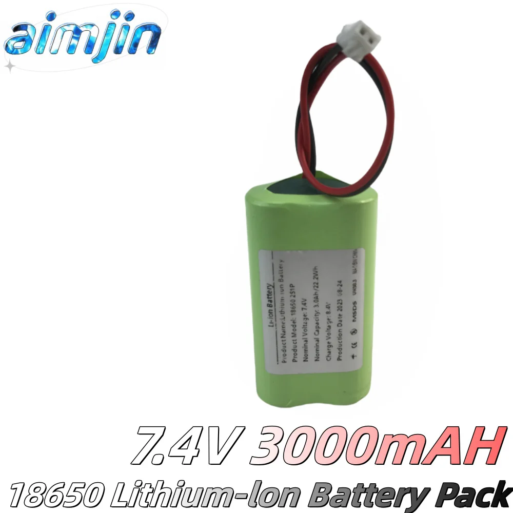 2S1P 18650 Rechargeable Li-ion Battery Pack 7.4V 300mah Suitable for Camera Electric Toy LED Lighting Backup Power