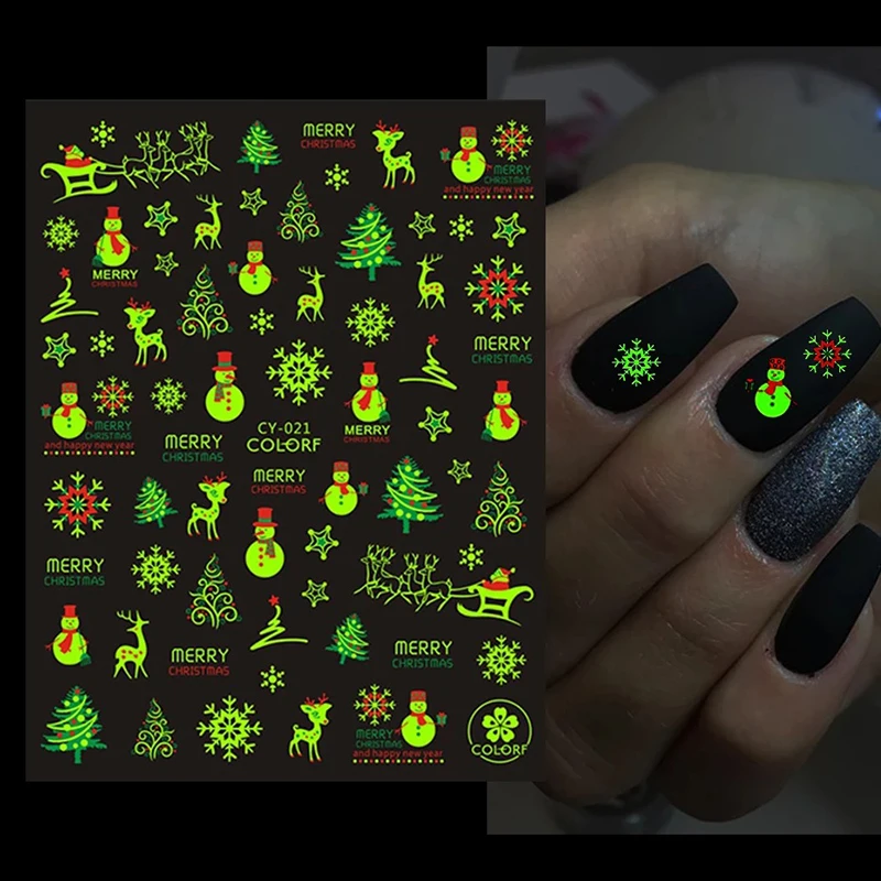 Luminous Nail Art Stickers Luminous Nail Design  Nail Decals For Women Girls Manicure Tips Nails Art Decal Supplies