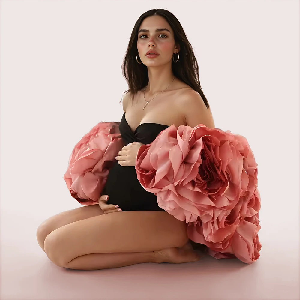 2025 Handmade 3D Rose Flower Maternity Photoshoot Cape Floral Bridal Wedding Cloak Custom Color Bridal Shawl Cover Up YEWEN