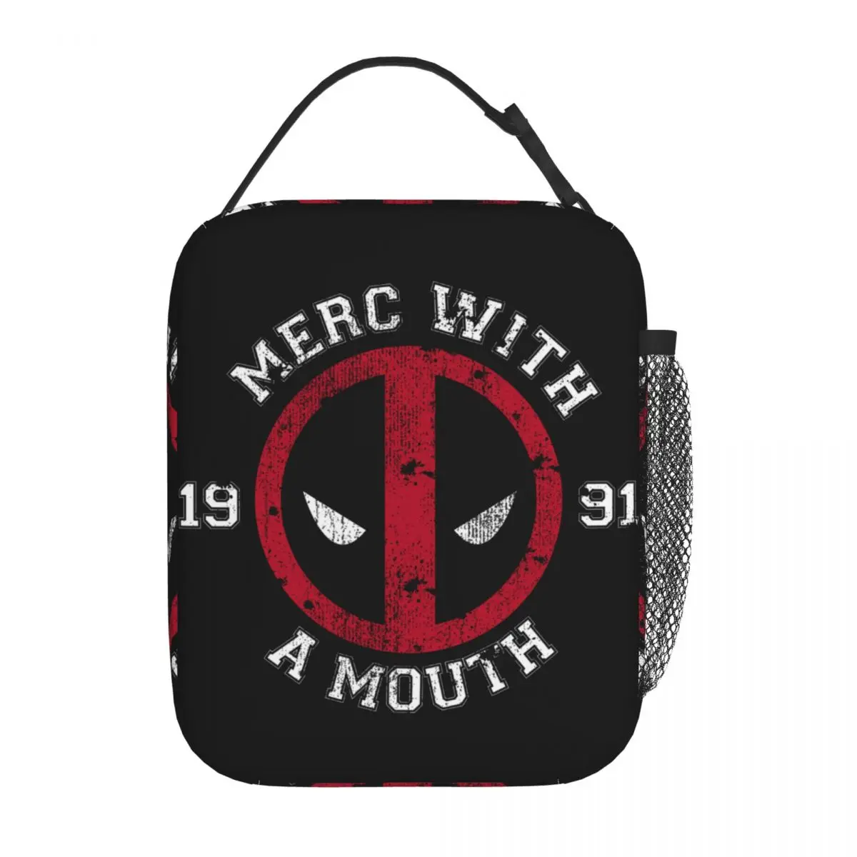 Custom Deadpool Merc Met Een Mond Lunchtas Koeler Thermisch Geïsoleerde Lunchbox Voor Kinderen School Voedsel Draagbare Draagtassen