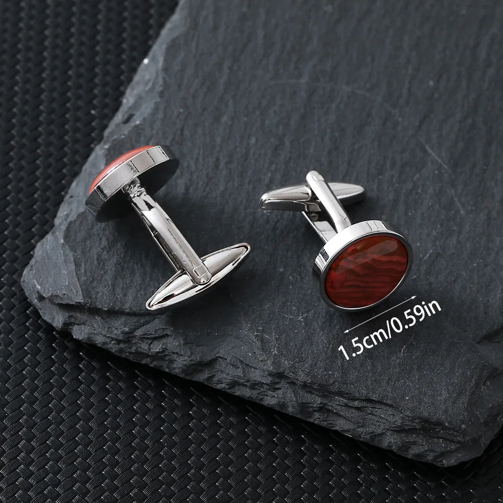Oval Abalone Shell Cufflinks for Men Colorful Cuff Links Vintage French Dress Shirt Sleeve Buttons Wedding Suit Accessories