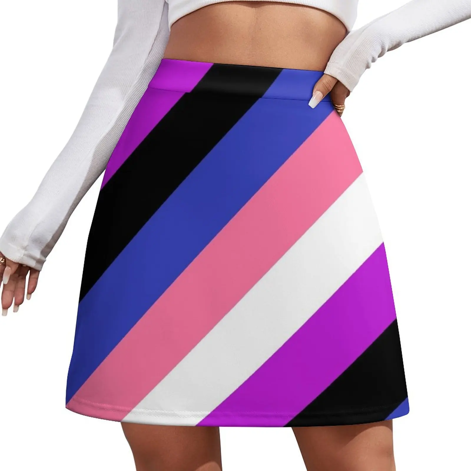 Genderfluid Pride Flag Stripes Mini Skirt korean skirt Woman short skirt