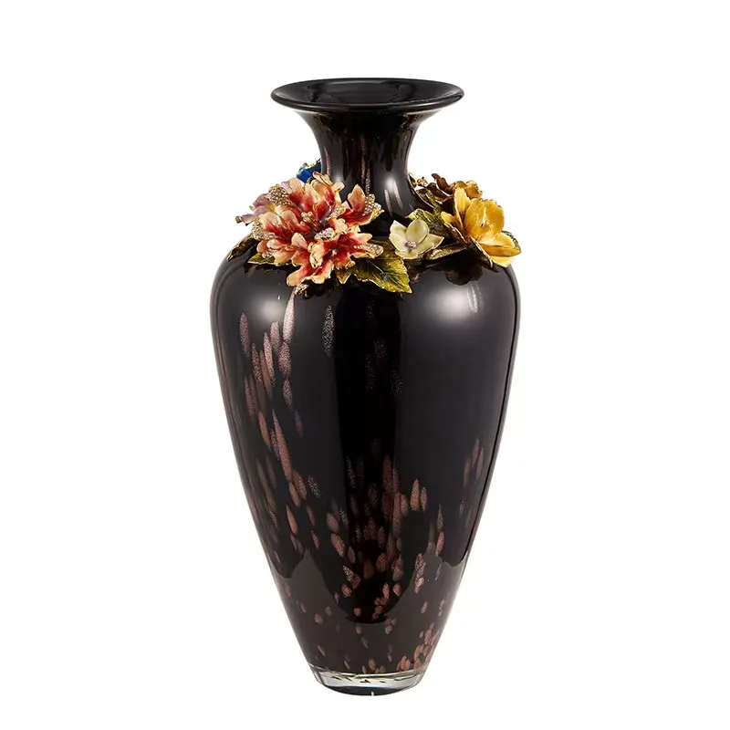 

Light luxury art glass vase simple flower arrangement