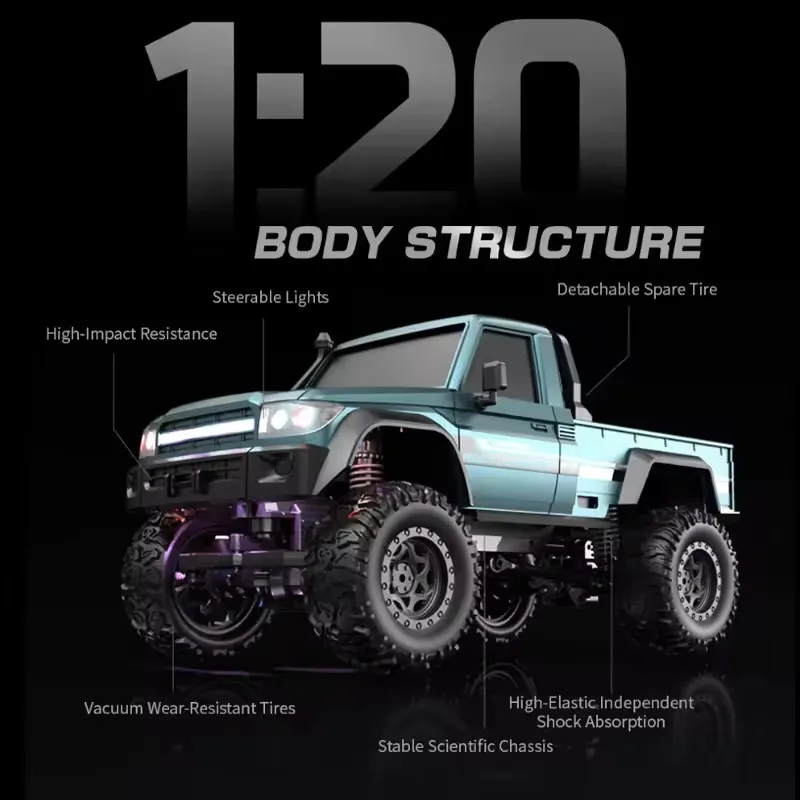 High-speed Rock Climbing Off-road Vehicle Remote Control Car 2.4G 1/20 4WD Rc Racing Car Full Proportion Tough Wild Model Cars
