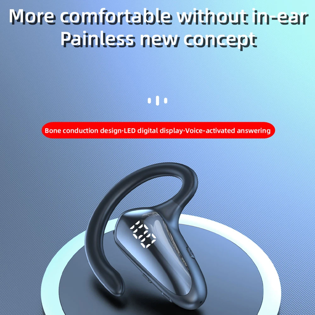 Single Wireless Bluetooth Headset Digital Display Air conduction Concept Right Ear Headphone Business Ear-mounted Earphones