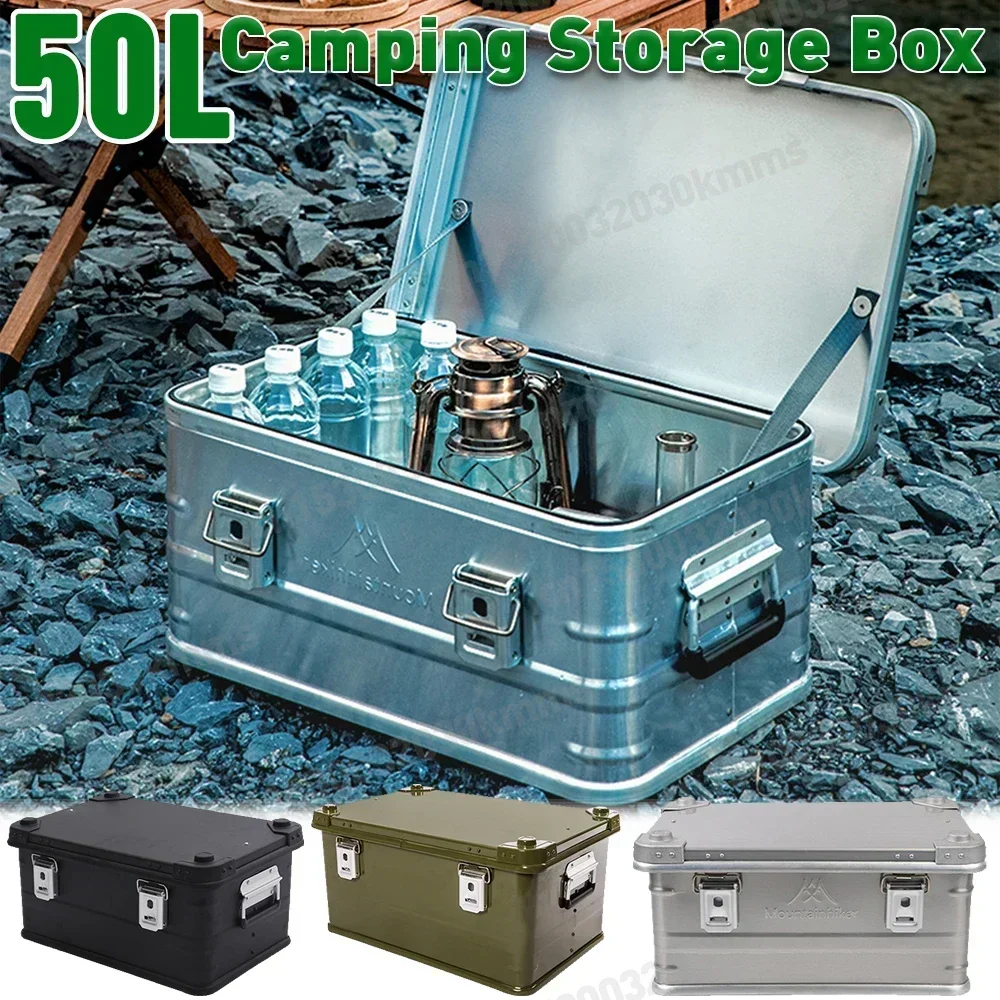 

Mountainhiker 50L Outdoor Camping Aluminum Alloy Metal Storage Box Car Food Outdoor Travel Storage Box Equipment Tableware