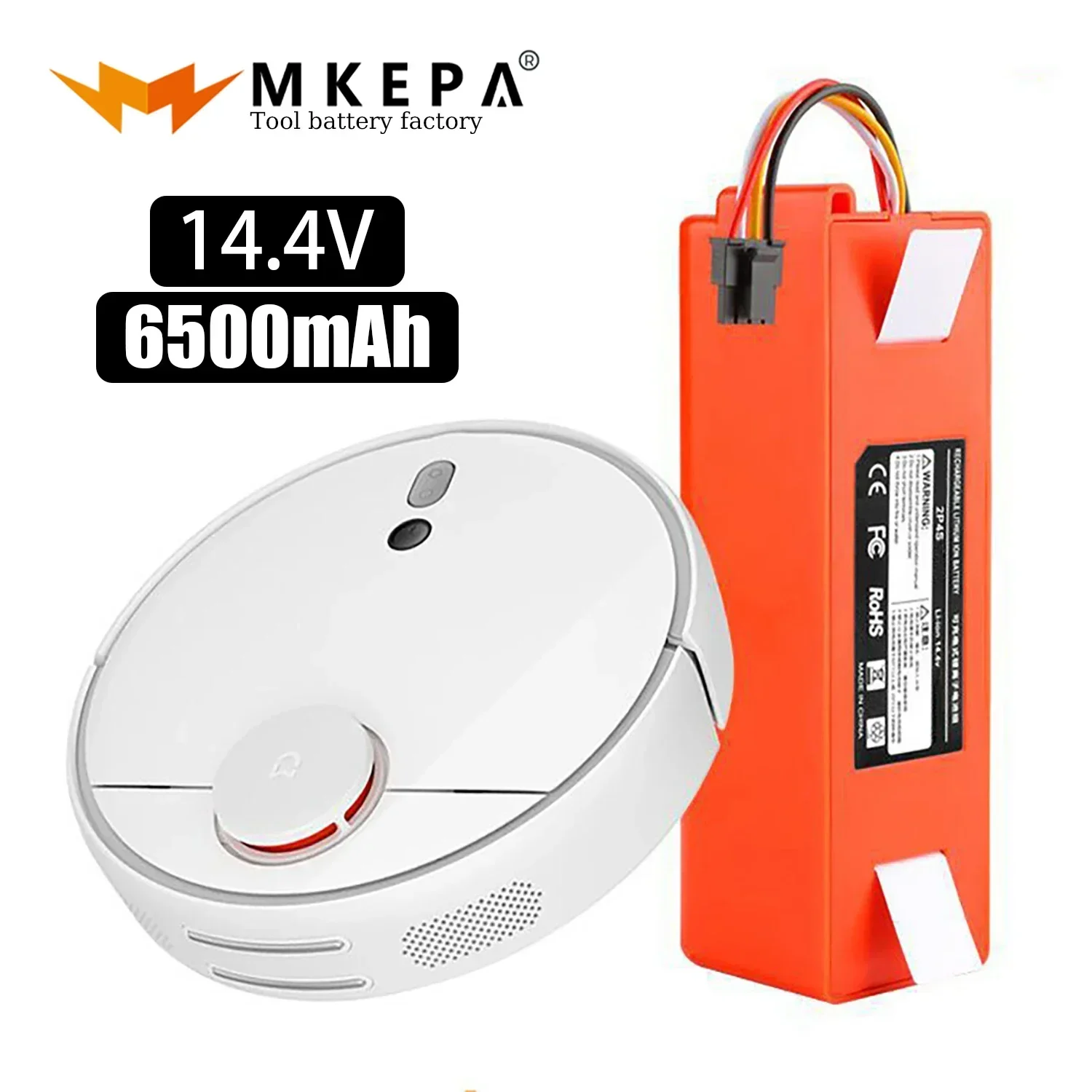 

XM-S50 14.4V 6500mAh Xiaomi Robotic Vacuum Replacement Battery 18650 Battery for Xiaomi Roborock S55 S60 S65 S50 S51 S5 MAX S6