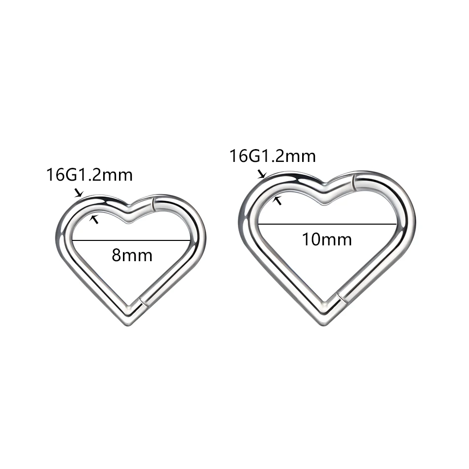 10pcs/lot Titanium Heart Star Shape Clicker Ear Tragus Cartilage Daith Helix Lobe Earrings Septum Nose Hoop Piercing Jewelry 16G image 2
