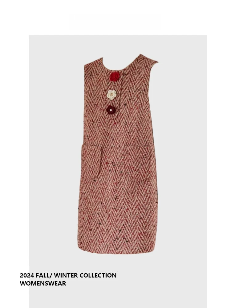 

Жилетка и юбка Forever 2 Retro Hook Flower New Year Red Sweet Aosphere, женские, весенние, повседневные, для работы и отдыха