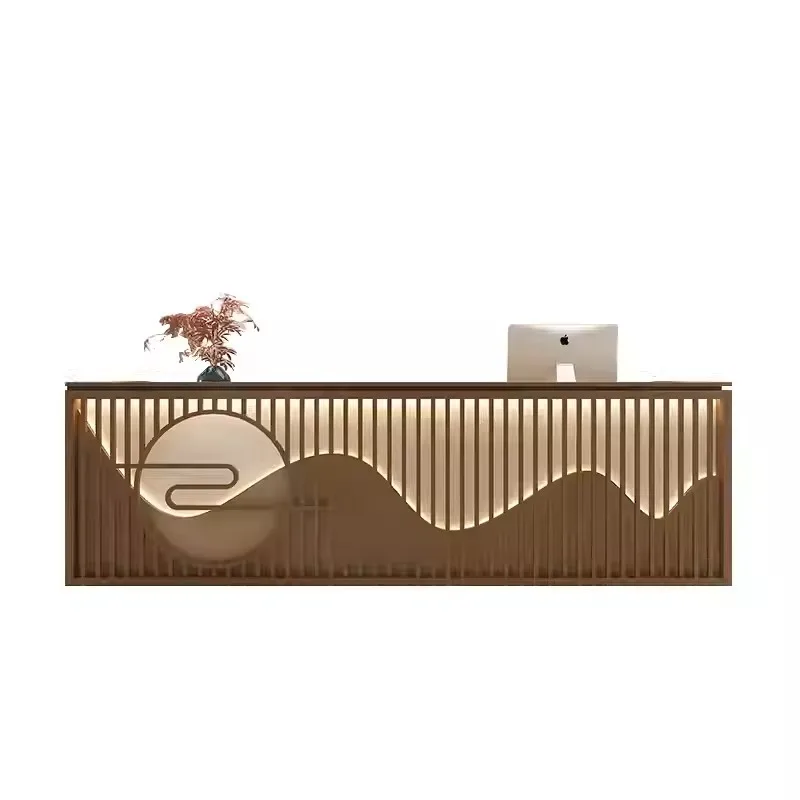 

az-Retro New Chinese Style Front Desk Foot Massage Hotel Reception Desk Tea House Bar Counter Cashier Desk Commercial Chess@
