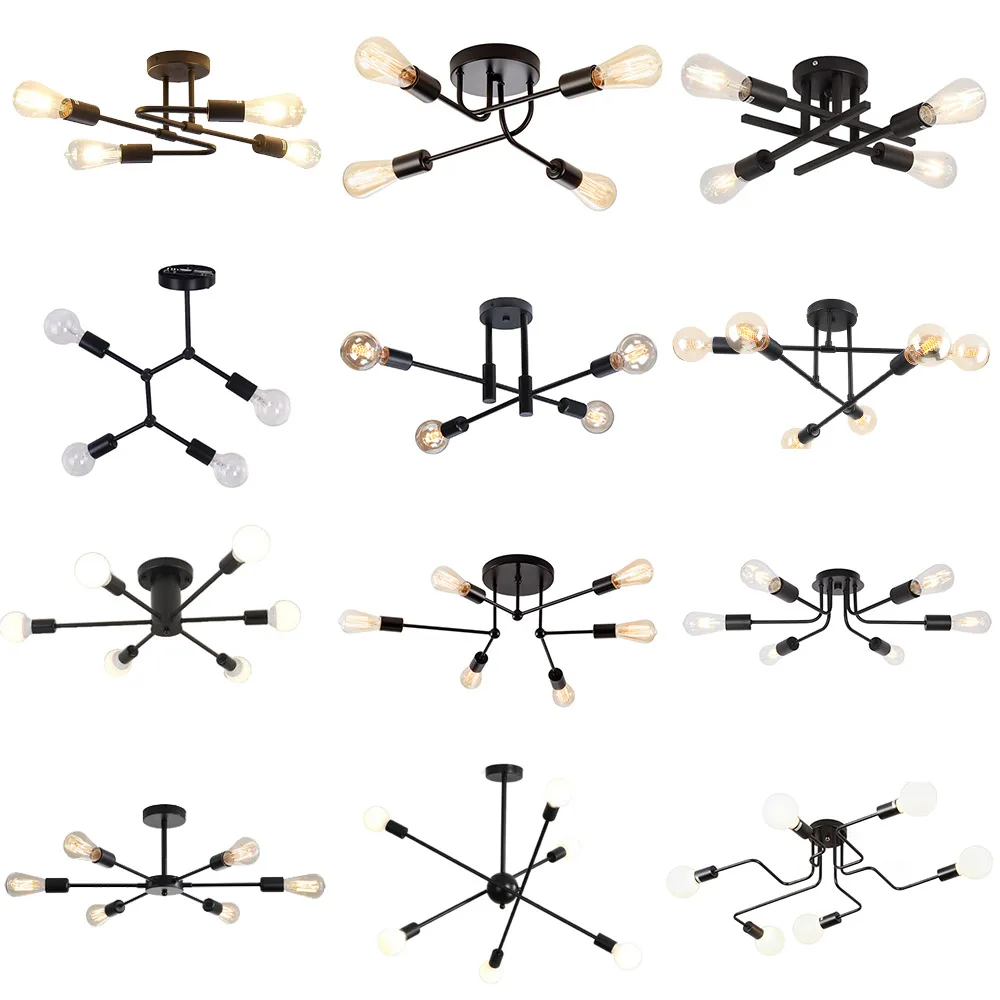 

4/6 Brackets American Retro Ceiling Light Wrought Iron Ceiling Lamps Cloakroom Bedroom Chandelier Living Room Plafonnier Lights