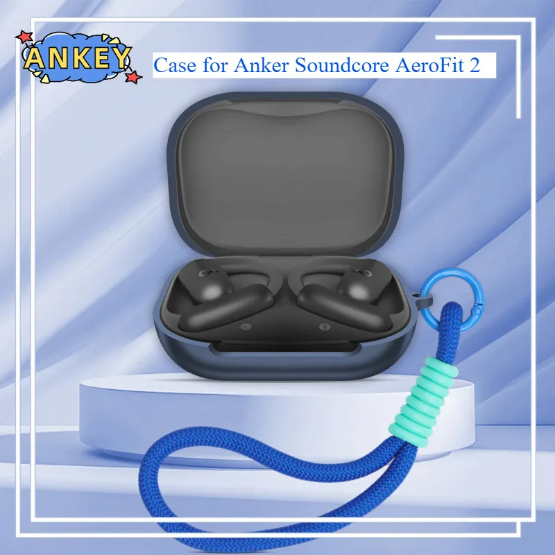 Funda protectora de silicona para auriculares Anker Soundcore AeroFit 2, cordón de nailon, carcasa suave