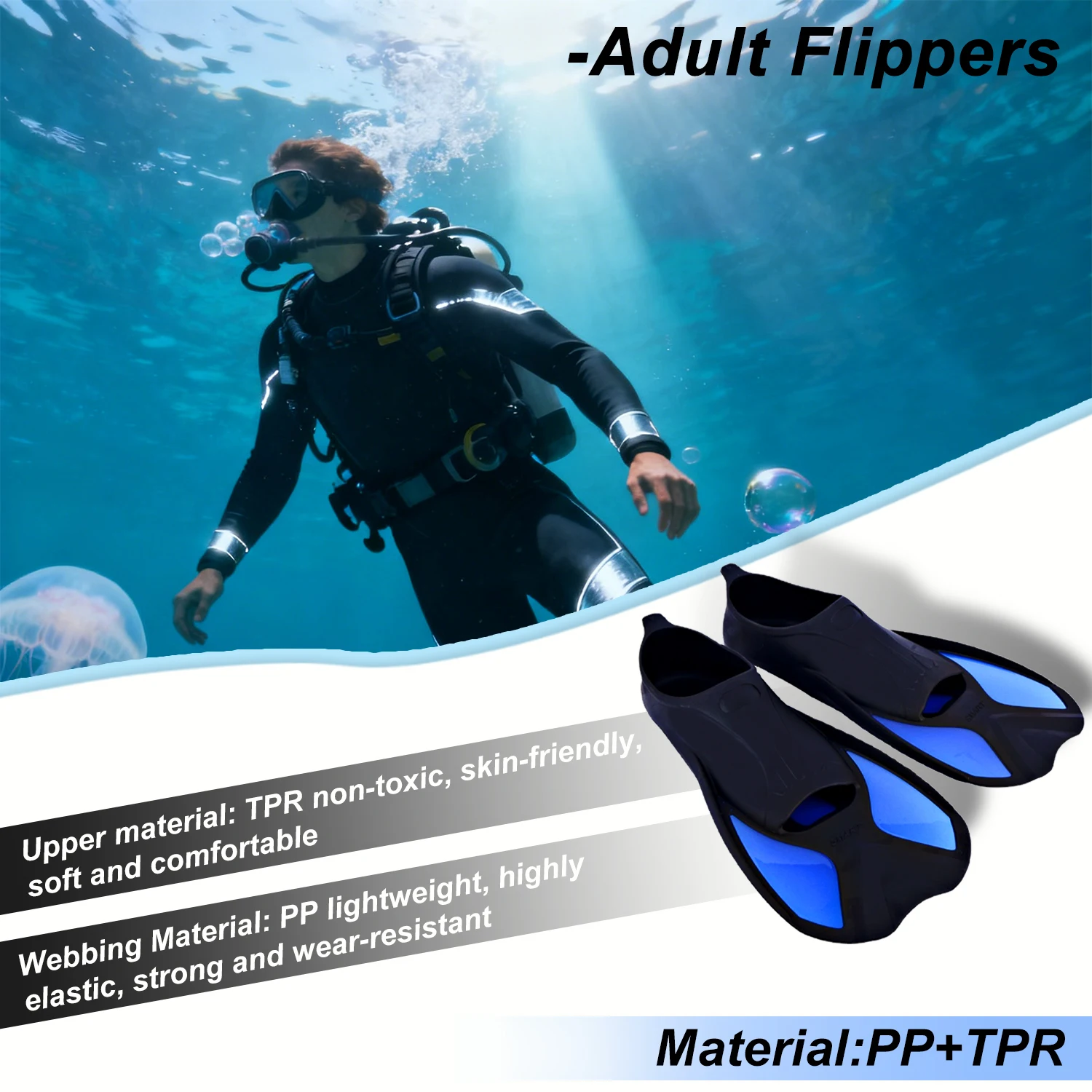 

Тренировочные ласты для плавания для начинающих, удобные силиконовые плавники для плавания, нерегулируемые тренировочные ласты для дайвинга, обувь для лягушек, материалы из полипропилена и TPR