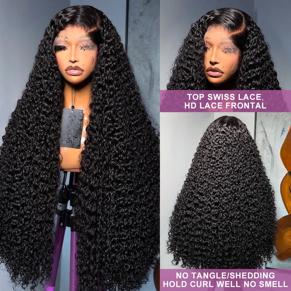 30 40 Inches Bouncy Curly Lace Front Wigs 13X4 13X6 250 Density Peruvian Human Hair Wigs Brazilian Deep Wave - view 2