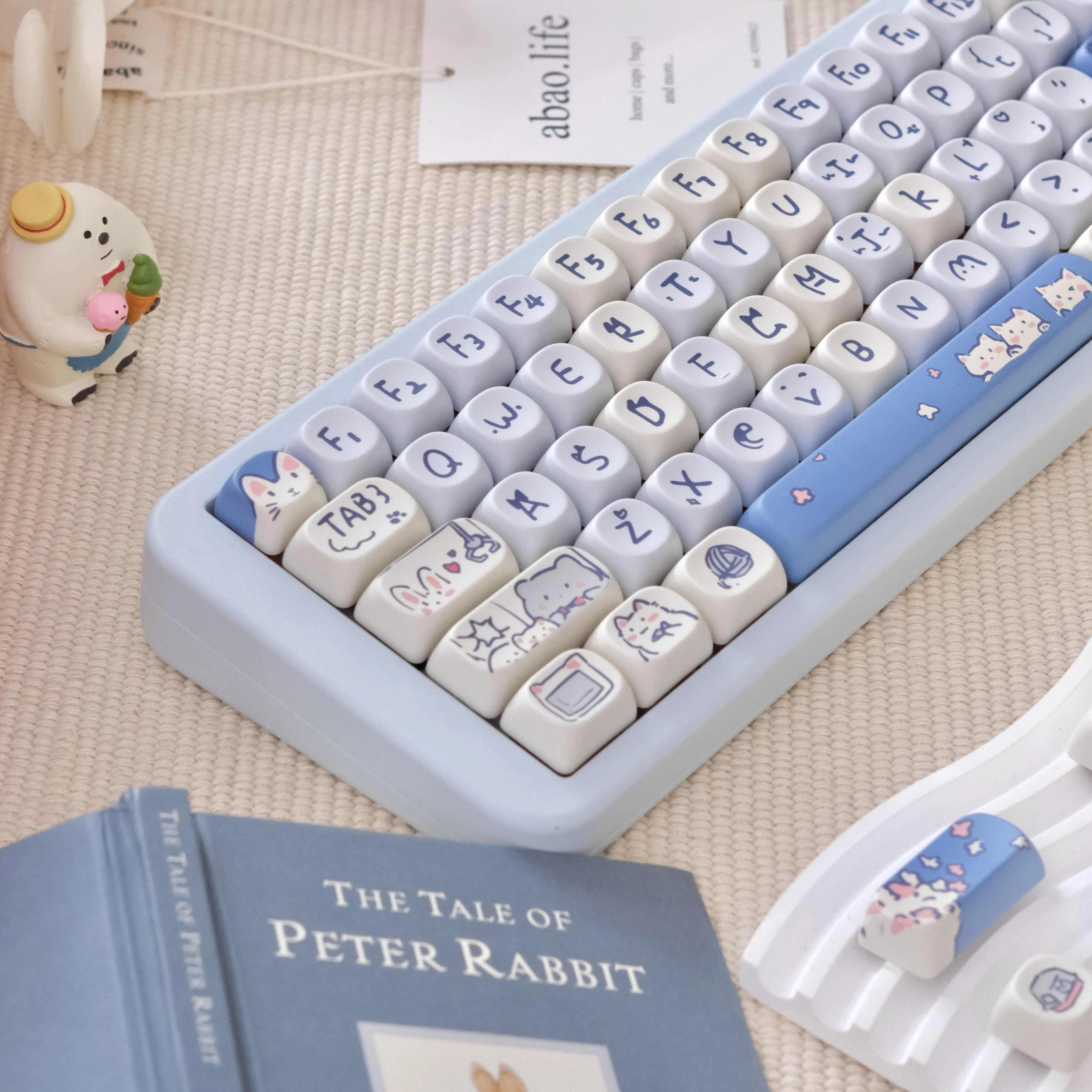 114 keycaps ลายแมวน่ารัก MOA ย้อมสีโปรไฟล์ PBT สำหรับ Gateron Cherry MX SWITCH คีย์บอร์ดเชิงกล