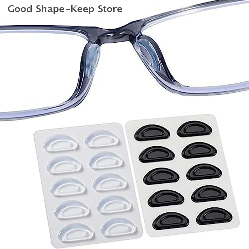 5Pairs Soft Silicone Adhesive Anti-Slip Nose Pads for Glasses Sunglasses Black/White Plastic Frame Compatible with All Glasses