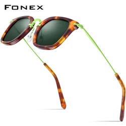 FONEX Acetate Titanium Polarized Sunglasses MenSimple Fashion  2024 New Colorful Square Sun Glasses Women UV400 Shades F85791T