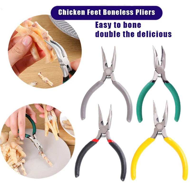 

Ручные плоскогубцы для куриных костей с изогнутым носом и пружинным механизмом, подходящие для быстрой утечки на утиных ногах. Эффективное обвалка птицы.