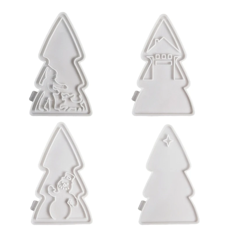 

4Pcs Elegant Silicone Soap Molds Christmas Tree Crafting Moulds Silicone Texture Craft Tool Hand-Making Supplies