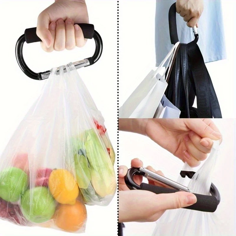 Large Carabiner Stroller Hooks Organizer Aluminum D Ring Spring Snap Keychain Clip Carry Handle for Hanging Purses Shopping Bags