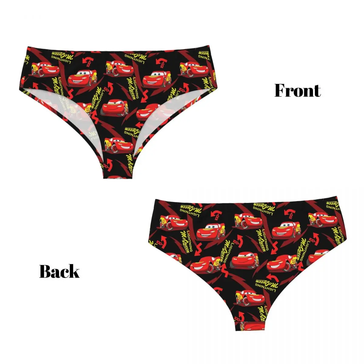 Cute Lightning Mcqueen Car Women Underwear Brief Full Coverage No Show High Waisted Ladies Panties