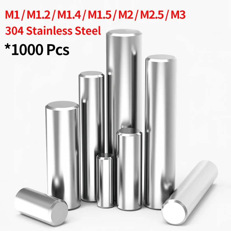 

1000PCS 304 Stainless Steel Pin Double Chamfered Flat Head Cylindrical Pin Solid Locating Fixed Dowel Pin M1 M1.5 M2 M3 φ3-30MM