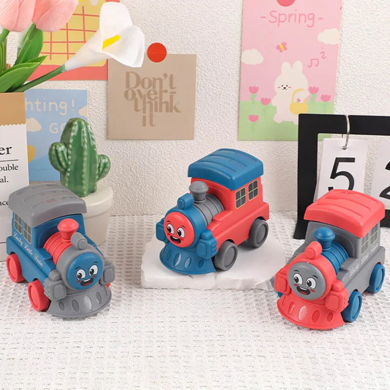 Juguetes de tren de inercia para niños, cabeza de tren de dibujos animados, prensa, juguetes de conducción de inercia, tren de simulación, coche extraíble, juguete para regalo