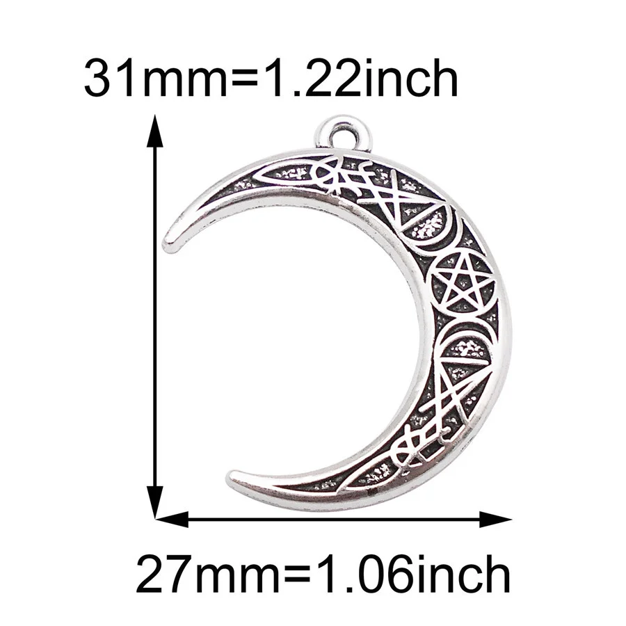 10PCS Alloy Moon Shape Charms Antique Silver Color Vintage Crescent Pendant Handmade Necklace Bracelet Jewelry Accessory Craft