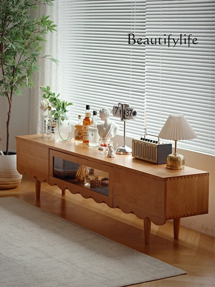 

Nordic Solid Wood TV Cabinet Cherrywood Simple Modern Living Room Storage Storage Log Floor Cabinet