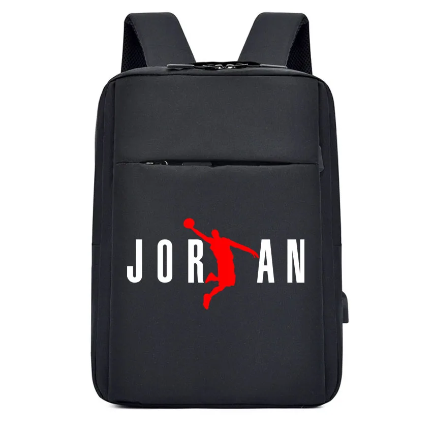 

Trendy Oxford Cloth Versatile Backpack JOR Printing Black 15.6 inches School Student Backpack Washable Business Rucksack Unisex