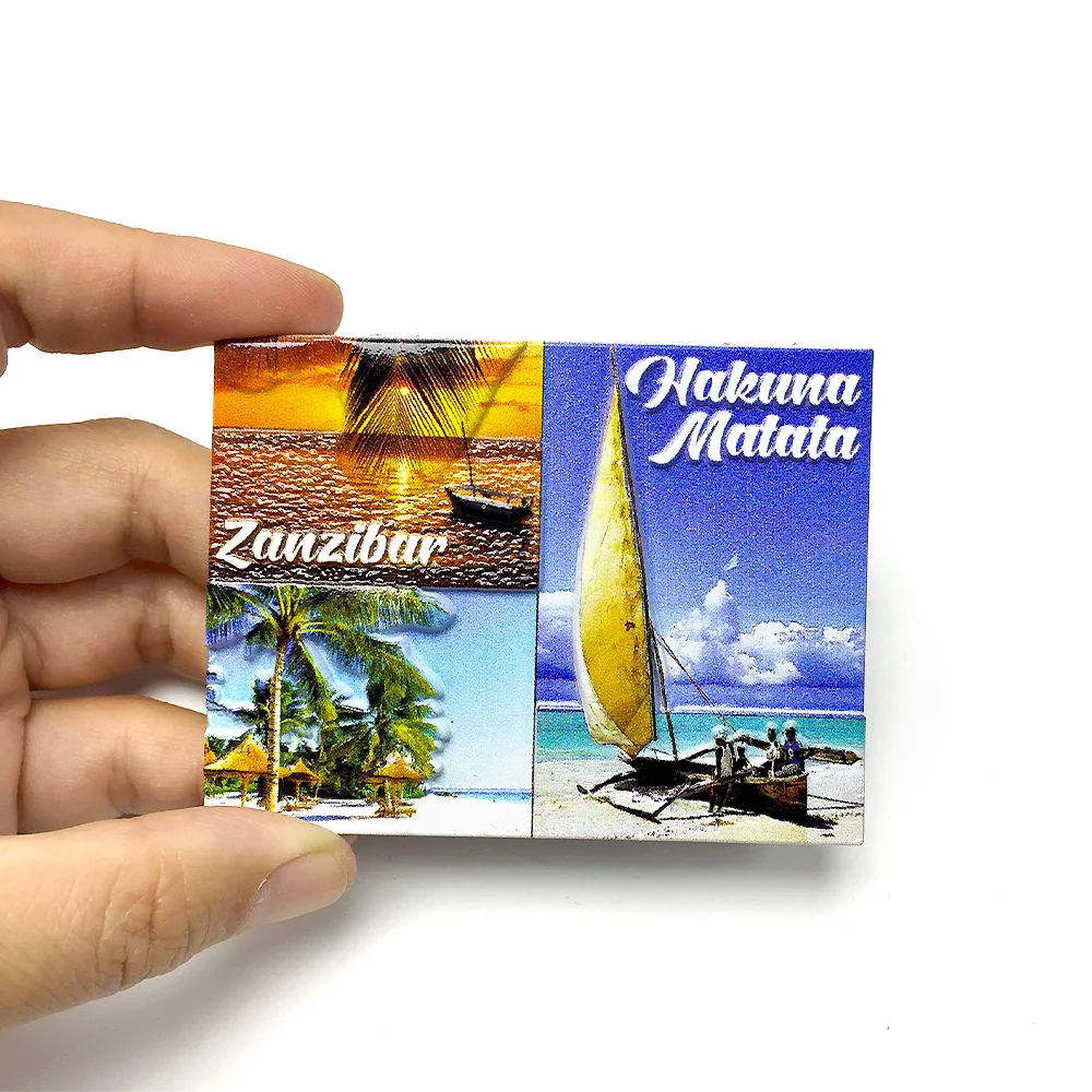 

Hakuna Matata Zanzibar Beach Scenes Resin Fridge Magnet - Tropical Paradise Decorative Magnet for Home and Office
