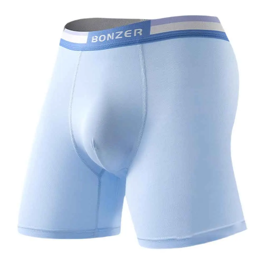 

Men's Ice Silk Boxer Briefs Breathable Pouch Design Long Leg Underwear for Sports Comfort Fit M-2XL Dark Blue Blue Yellow Gray
