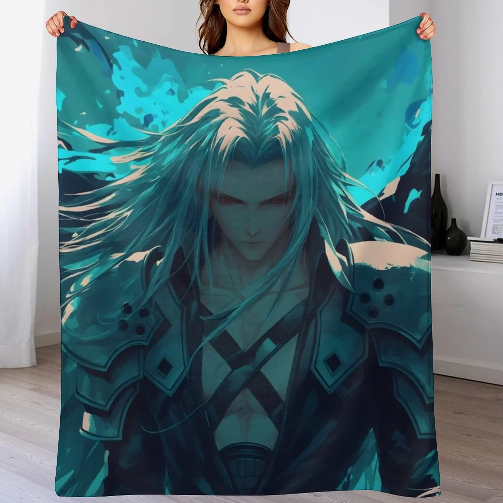 

Sephiroth - 4 Throw Blanket For Decorative Sofa Quilt anime warm for winter Blankets