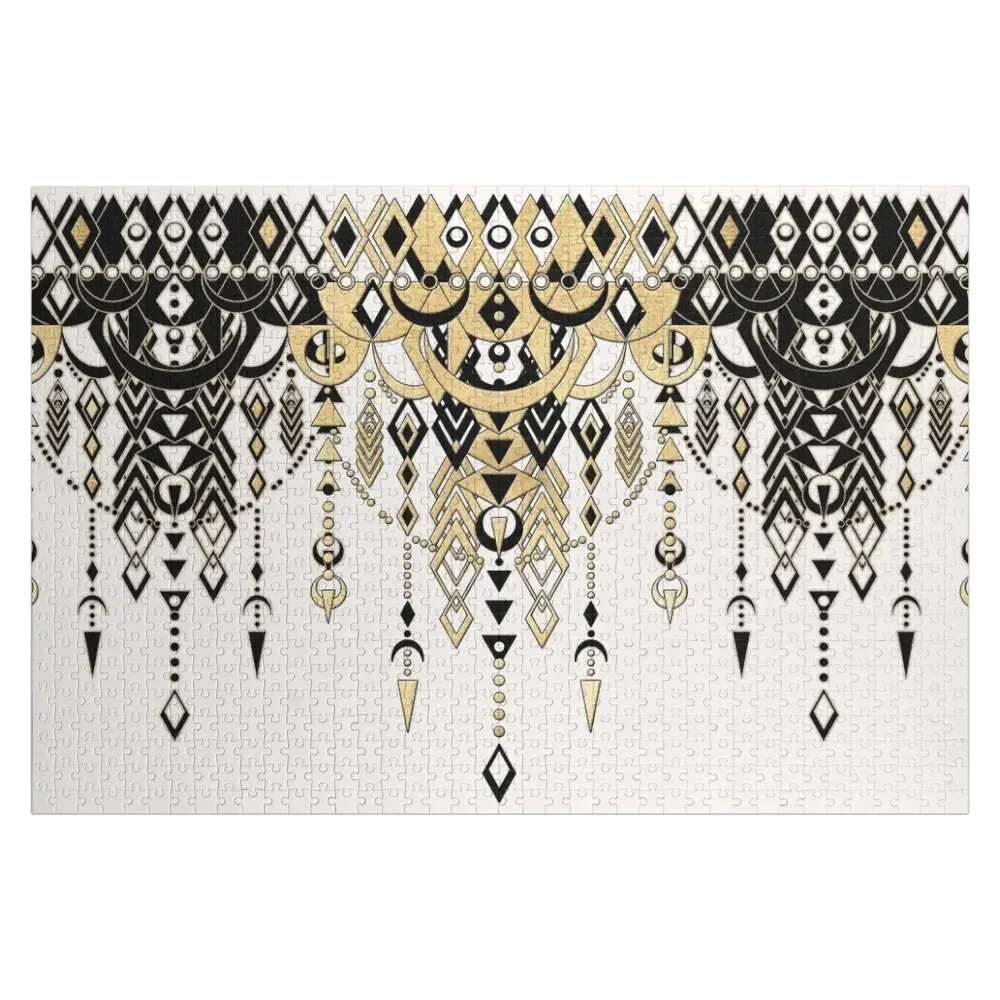 

Modern Deco in Black and Cream Jigsaw Puzzle Custom Wood Adults Custom Child Gift Puzzle
