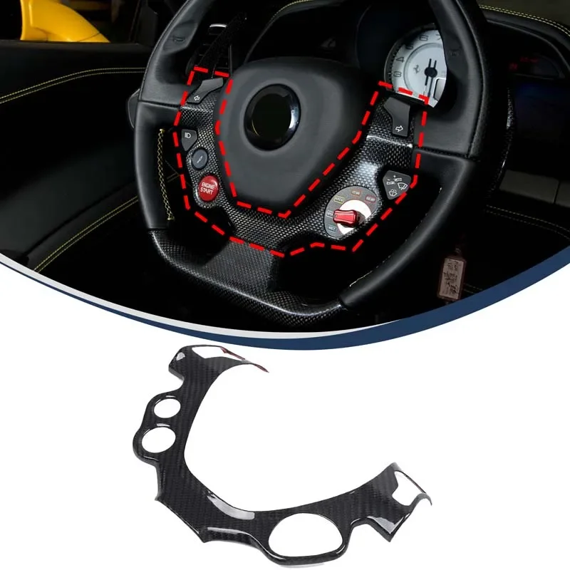 

For Ferrari 458 F458 2011-2016 accessories Car Real Carbon Fiber Interior Steering Wheel Button Frame Cover Trim Decoration