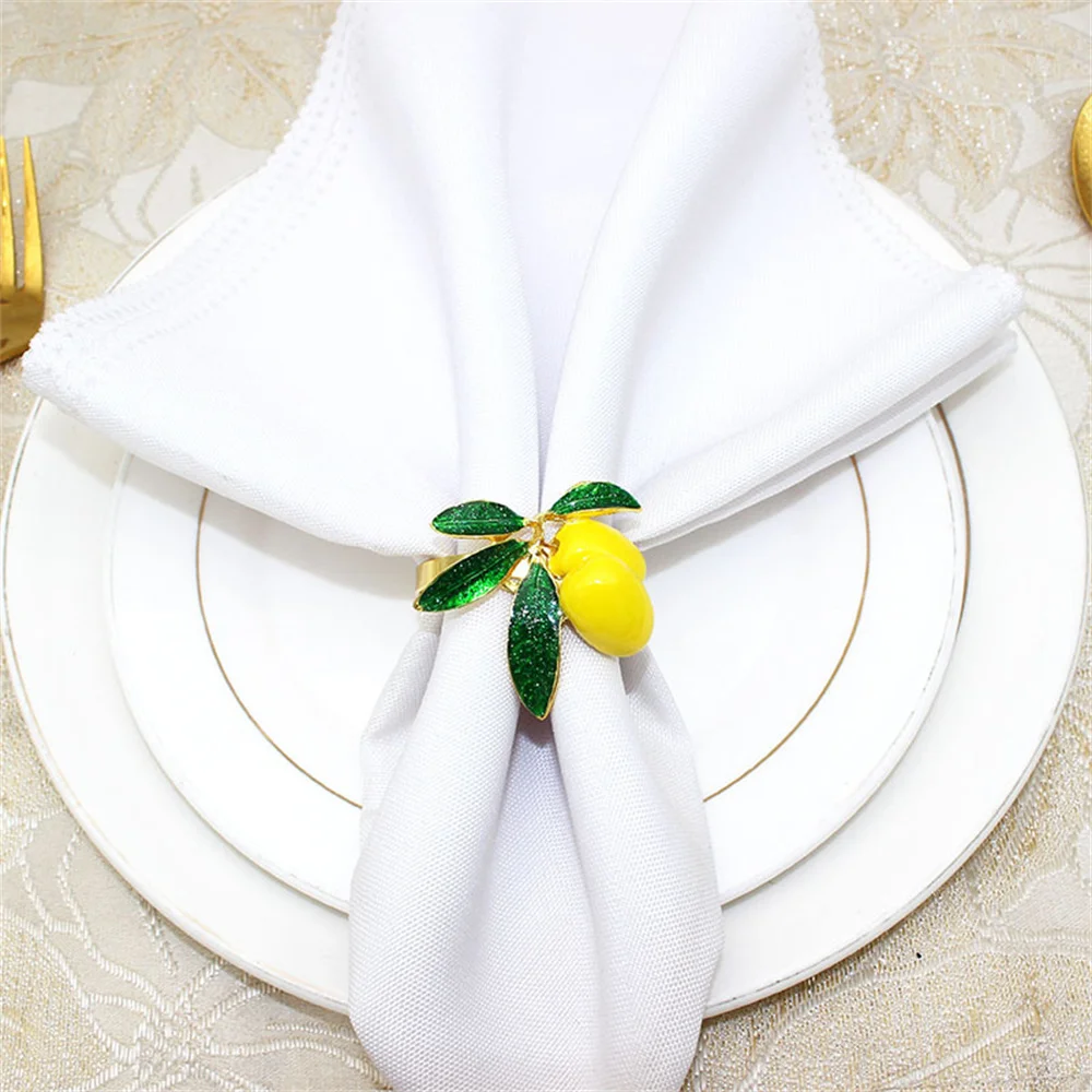 Anéis De Guardanapo De Limão Amarelo, Suporte De Frutas, Fivela De Quinta, Festa De Casamento, Natal De Ação De Graças, Decoração De Mesa Em Casa,